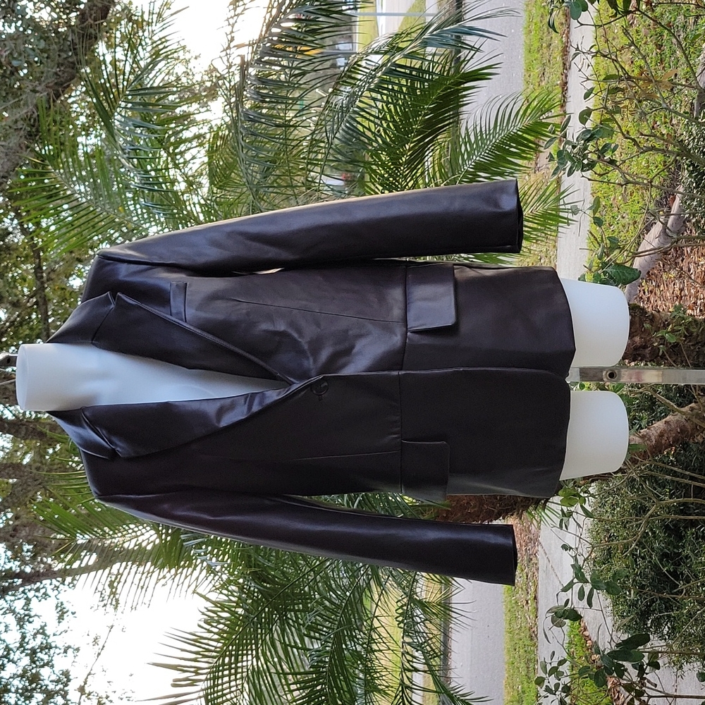 Zara Brown Straight Fit Faux Leather Jacket/Blazer/Coat